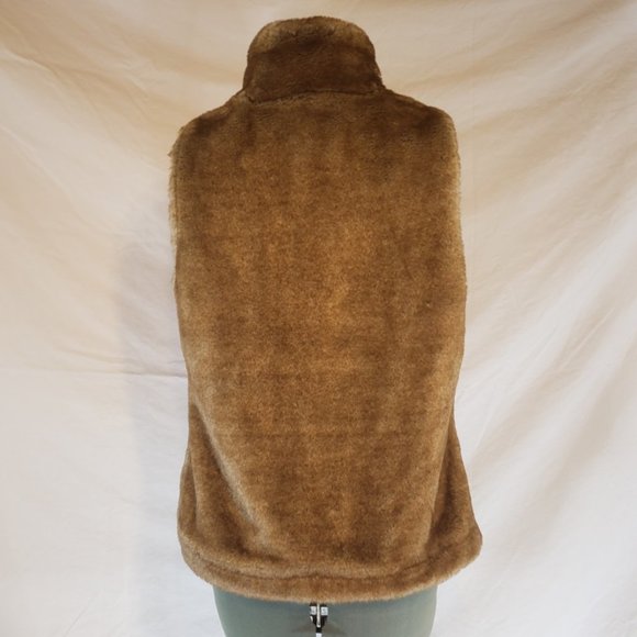 Vintage Y2K Womens Brown Faux Rabbit Fur Vest M - Picture 4 of 9